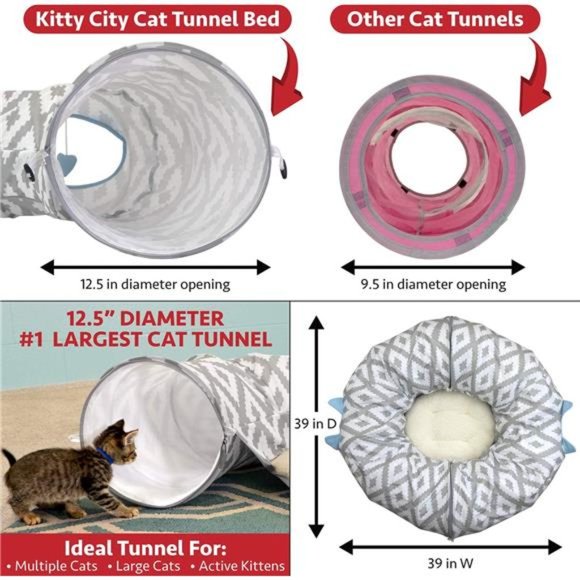 Kitty City Large Cat Tunnel Bed, Cat Bed, Pop Up Bed, Cat Toys - Picture 3 of 5